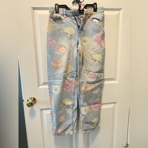 Wild Fable Floral Print Women Jeans - Light Blue and Pink - size 2